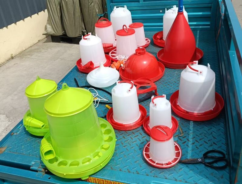 Poultry feeders and drinkers