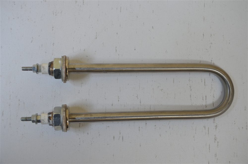 Stainless steel U-shaped heating element with ceramic insulators and threaded terminals